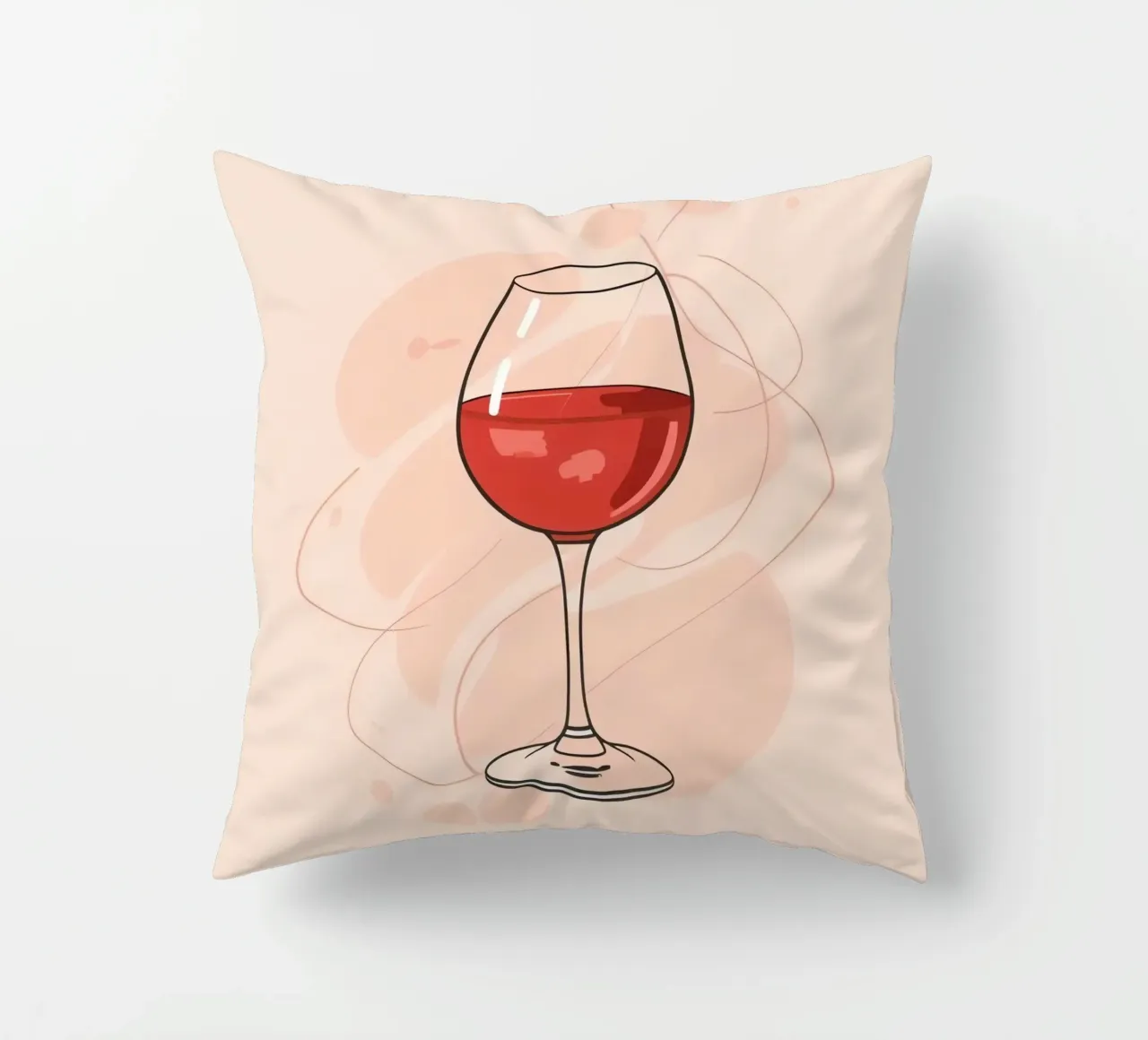 Elegante bicchiere di vino rosso su uno sfondo semplice cuscino da DesignDoodle