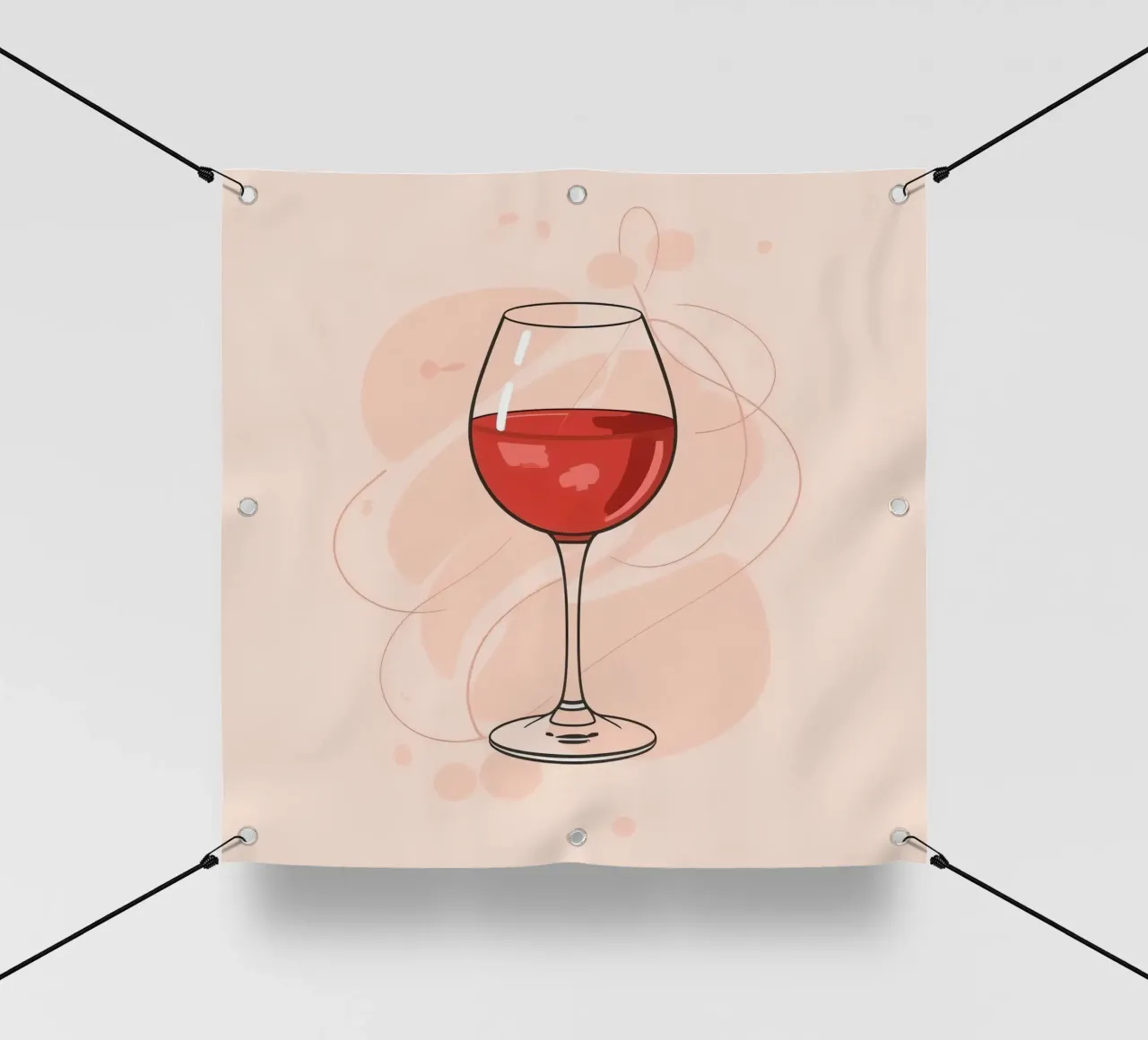 Elegante bicchiere di vino rosso su uno sfondo semplice telo in pvc da DesignDoodle