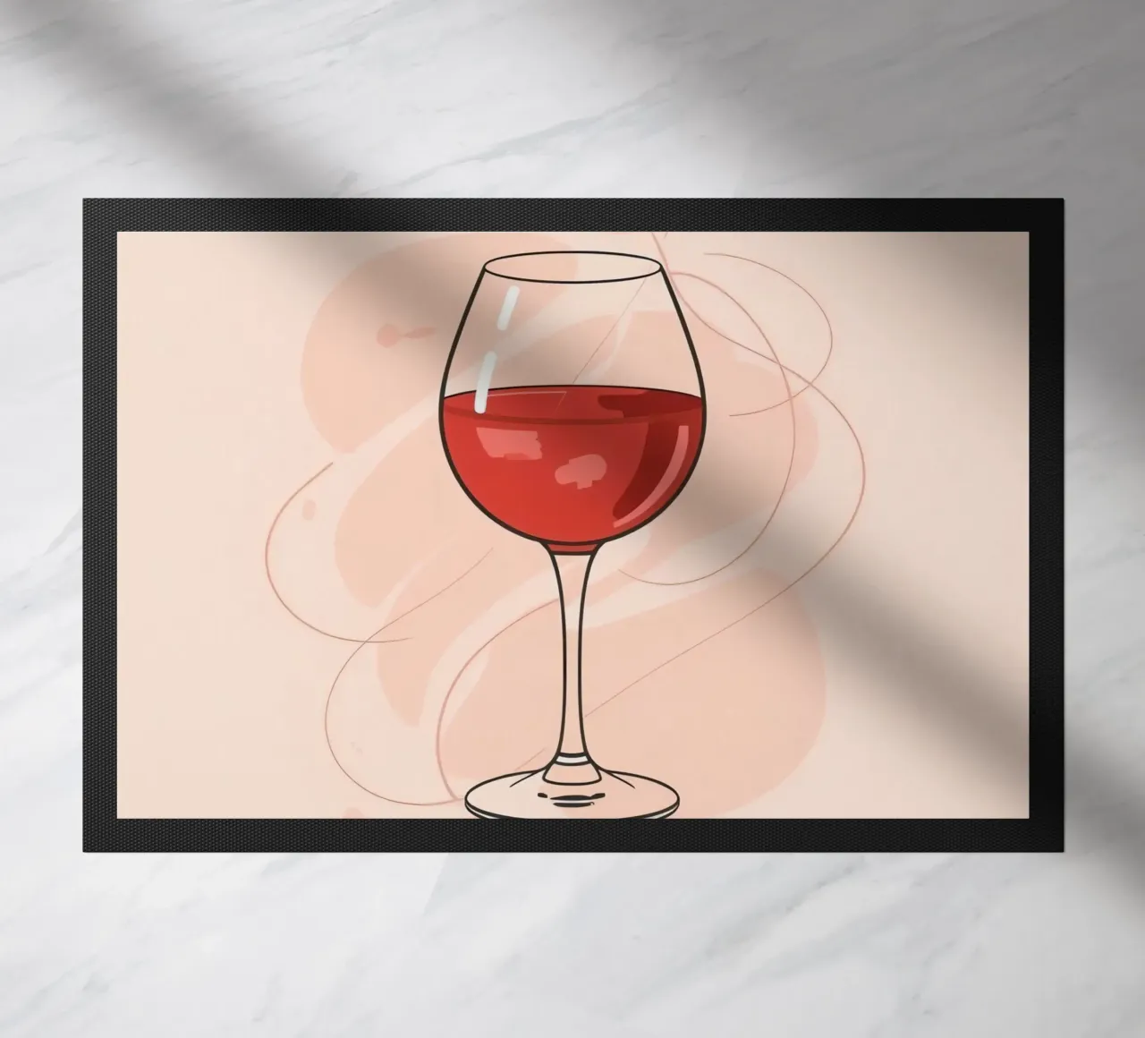 Elegante bicchiere di vino rosso su uno sfondo semplice zerbino da DesignDoodle