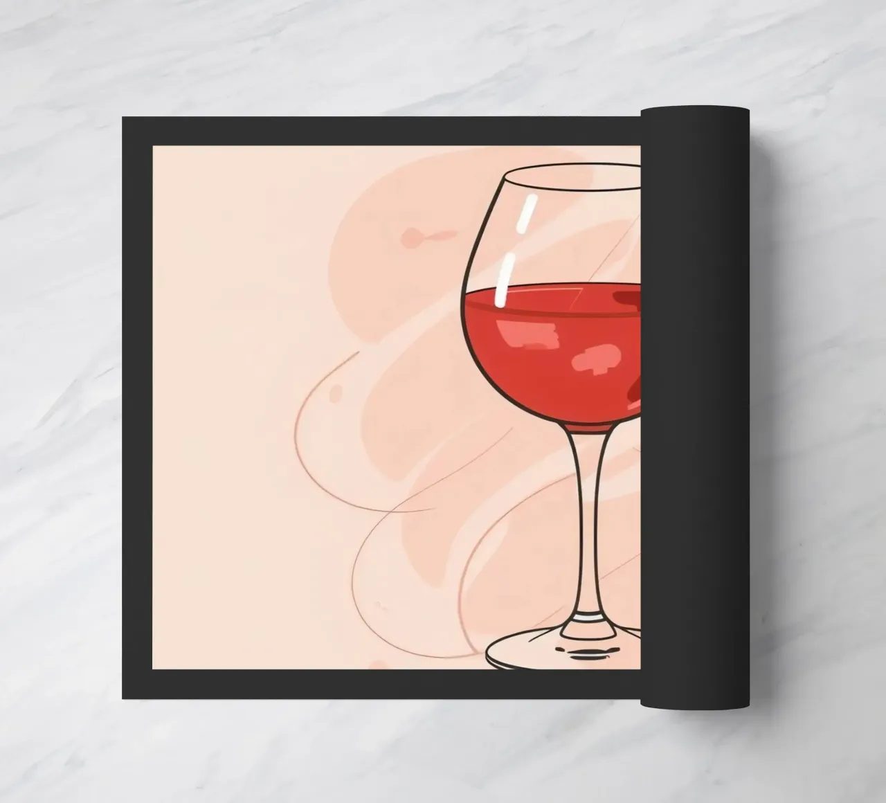 Elegante bicchiere di vino rosso su uno sfondo semplice zerbino da DesignDoodle