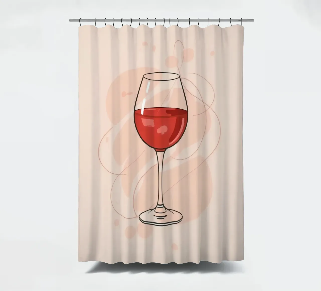 Elegante bicchiere di vino rosso su uno sfondo semplice tenda da doccia da DesignDoodle