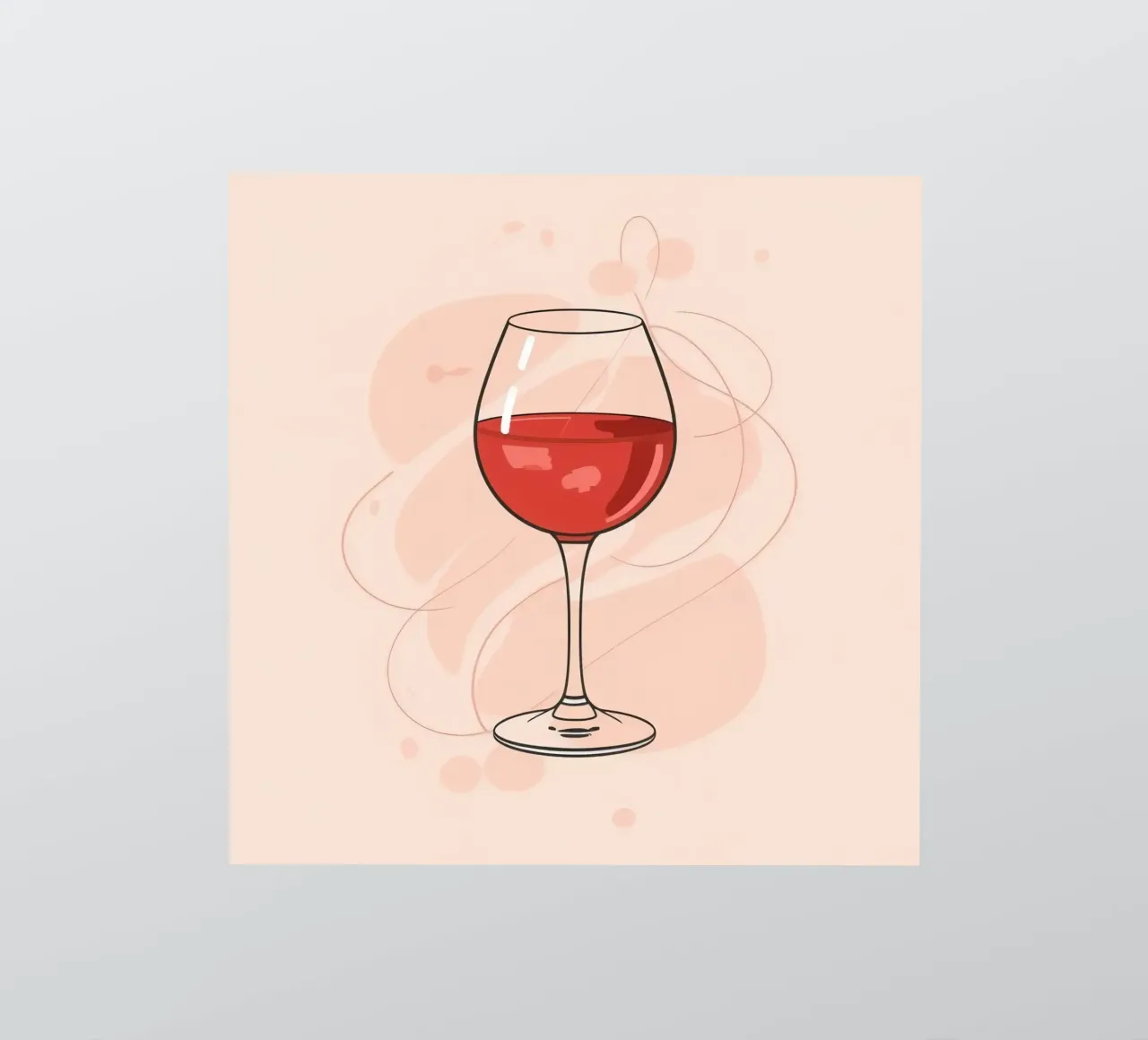 Elegante bicchiere di vino rosso su uno sfondo semplice adesivo da DesignDoodle
