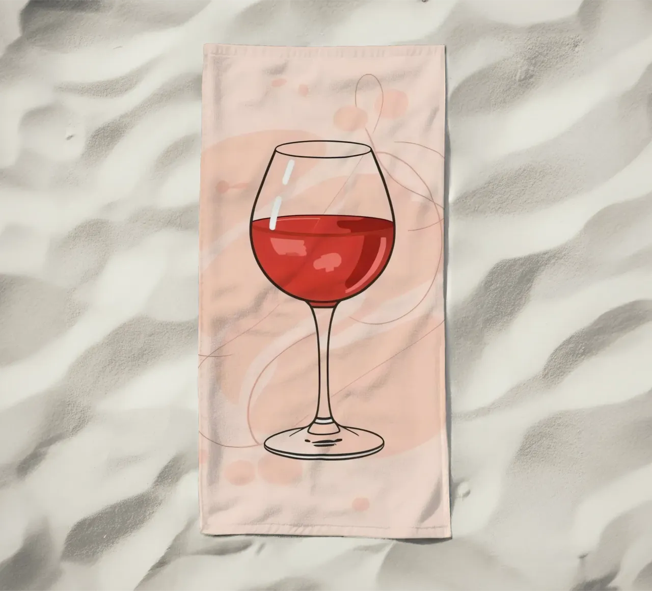 Elegante bicchiere di vino rosso su uno sfondo semplice telo mare da DesignDoodle