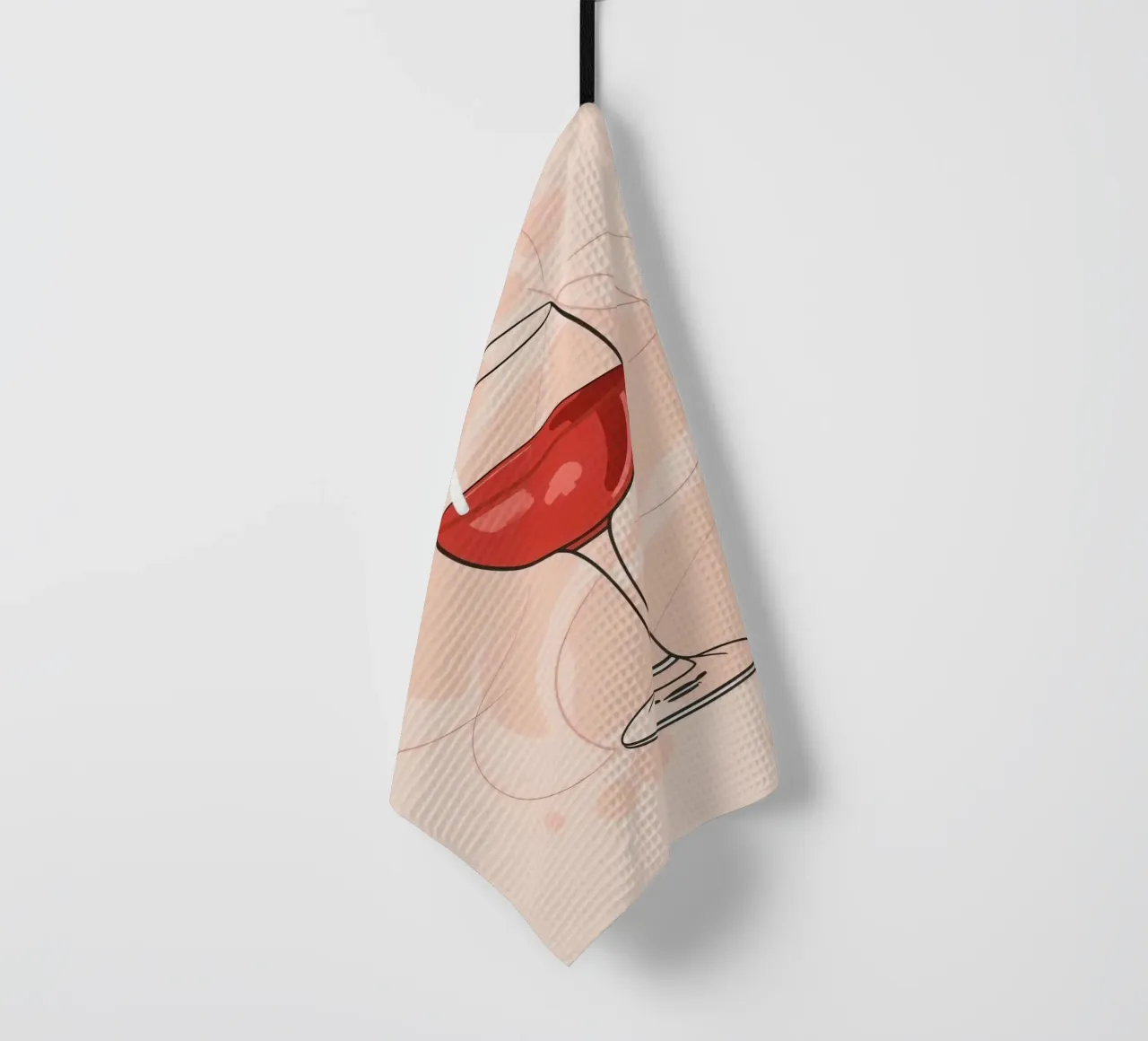 Elegant glass of red wine against a simple background tea towel by DesignDoodle