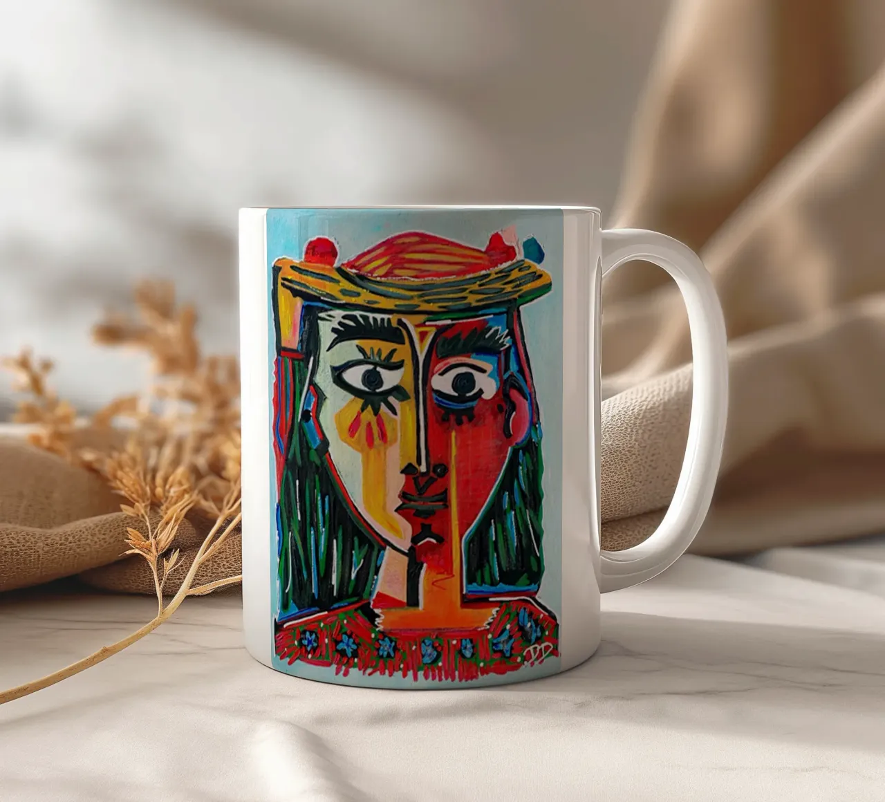 Portrait abstrait de Petronella mug en céramique de Susanprint