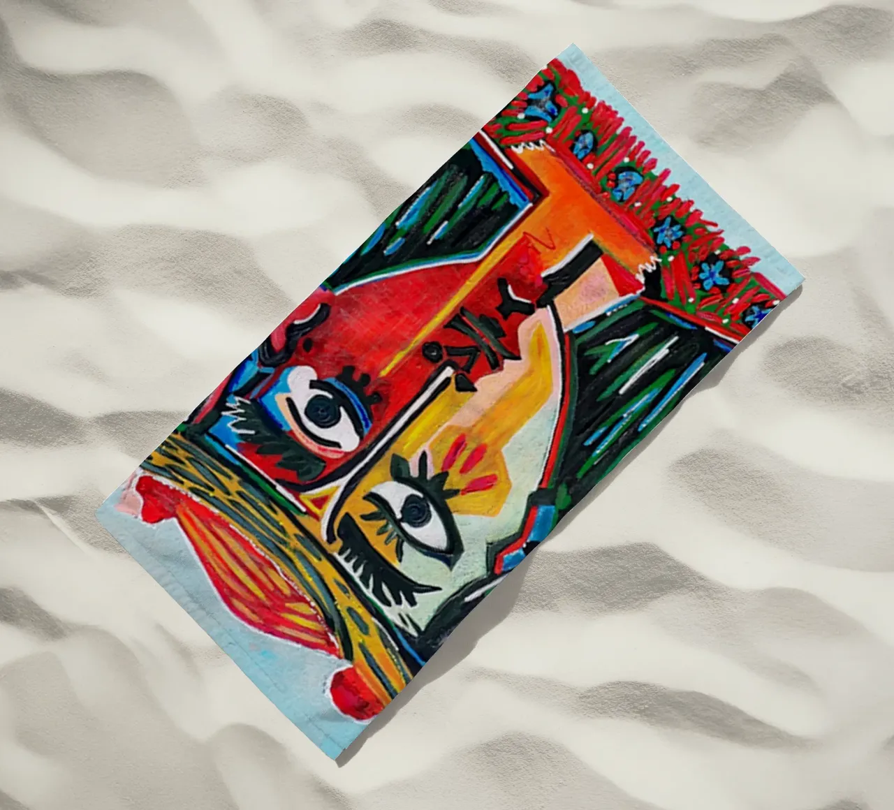 Abstract portrait of Petronella beach towel by Susanprint