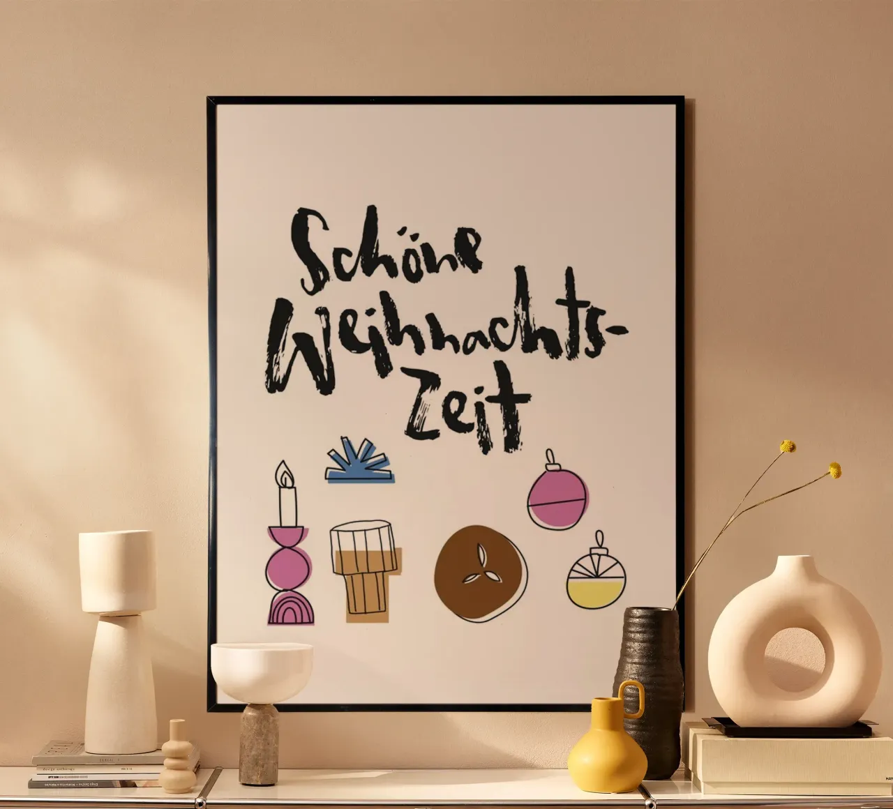 Weihnachtszeit poster con telaio in legno da Brushmeetspaper