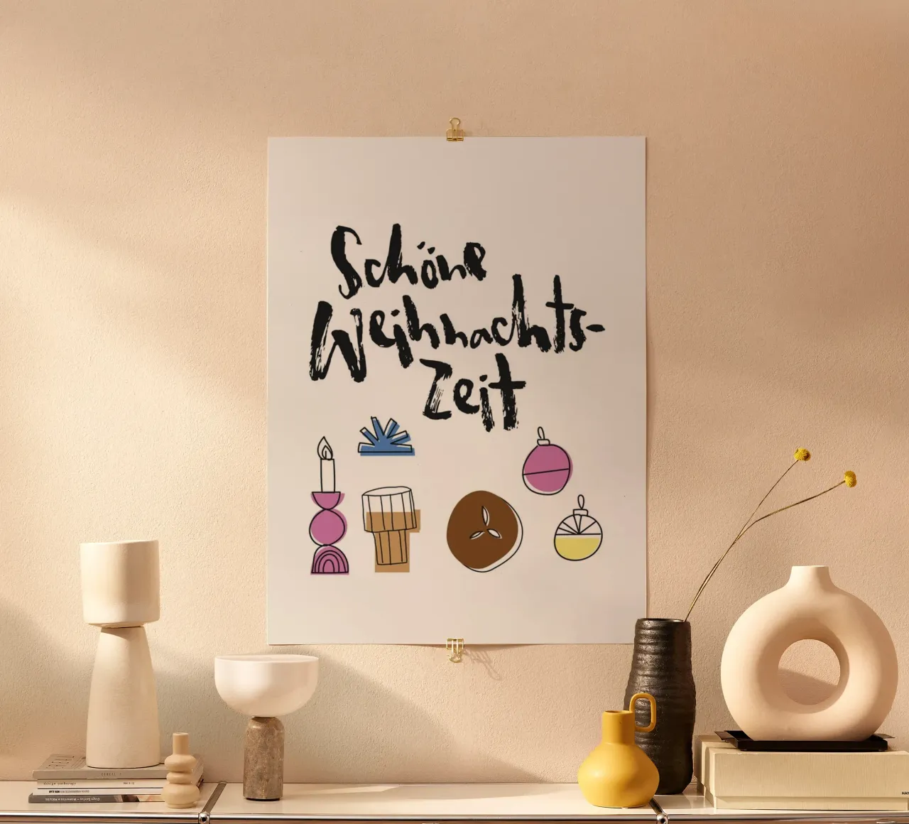 Weihnachtszeit poster con telaio in legno da Brushmeetspaper