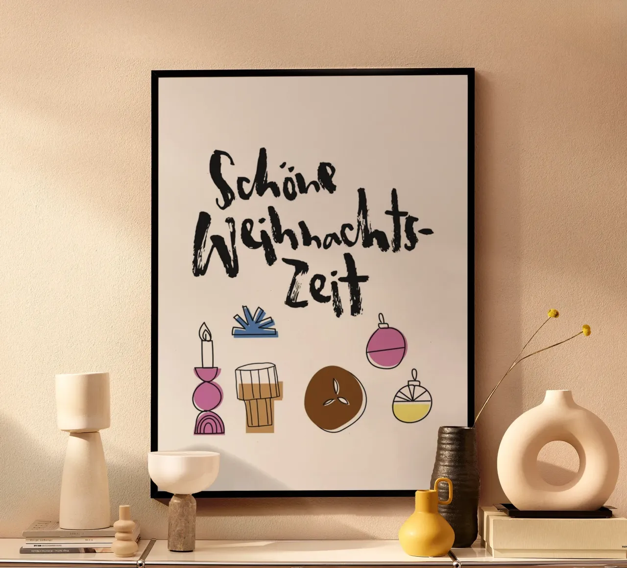 Weihnachtszeit poster con telaio in legno da Brushmeetspaper