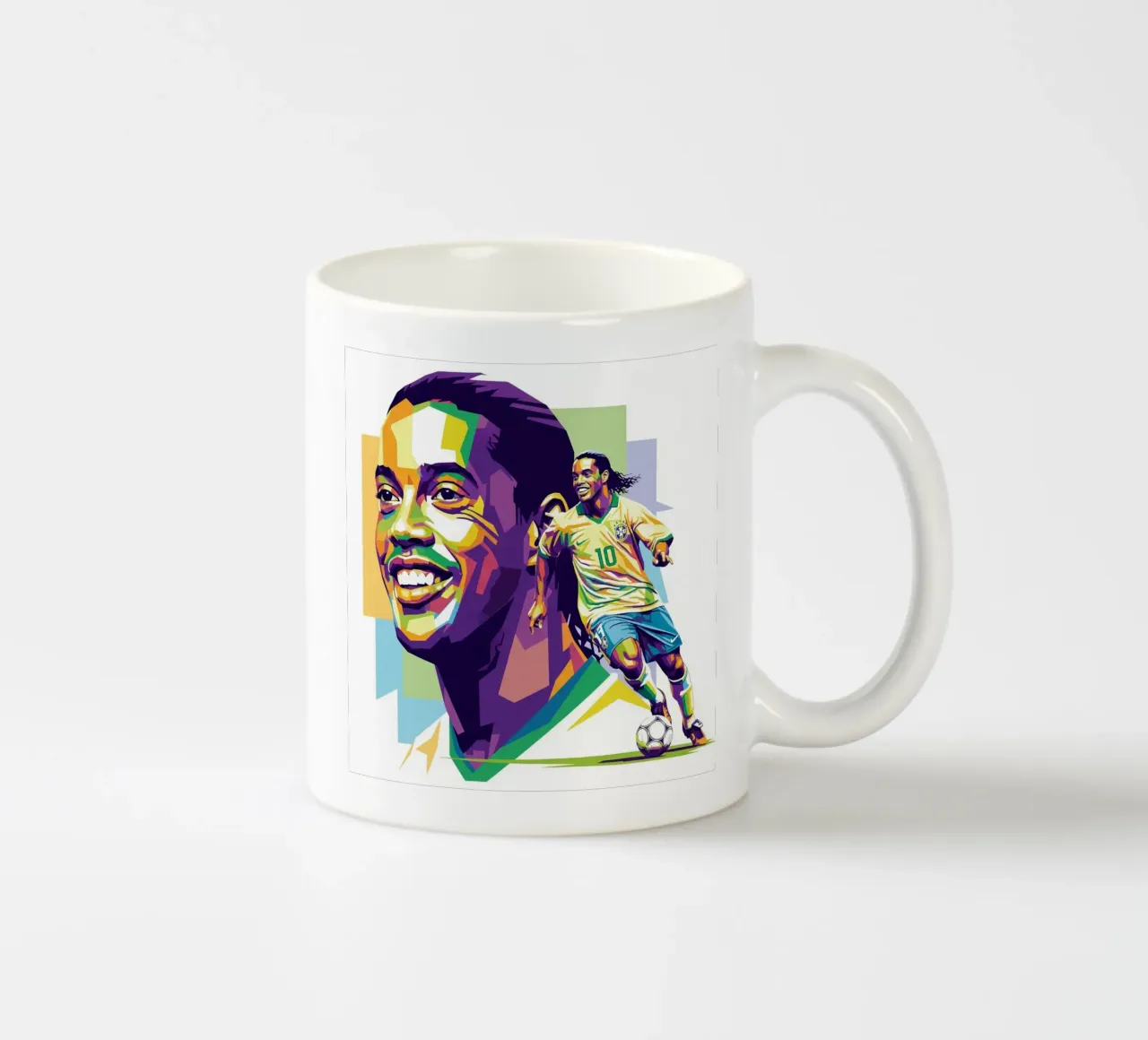 Ronaldinho with the iconic smile tazza in ceramica da Hantamrata