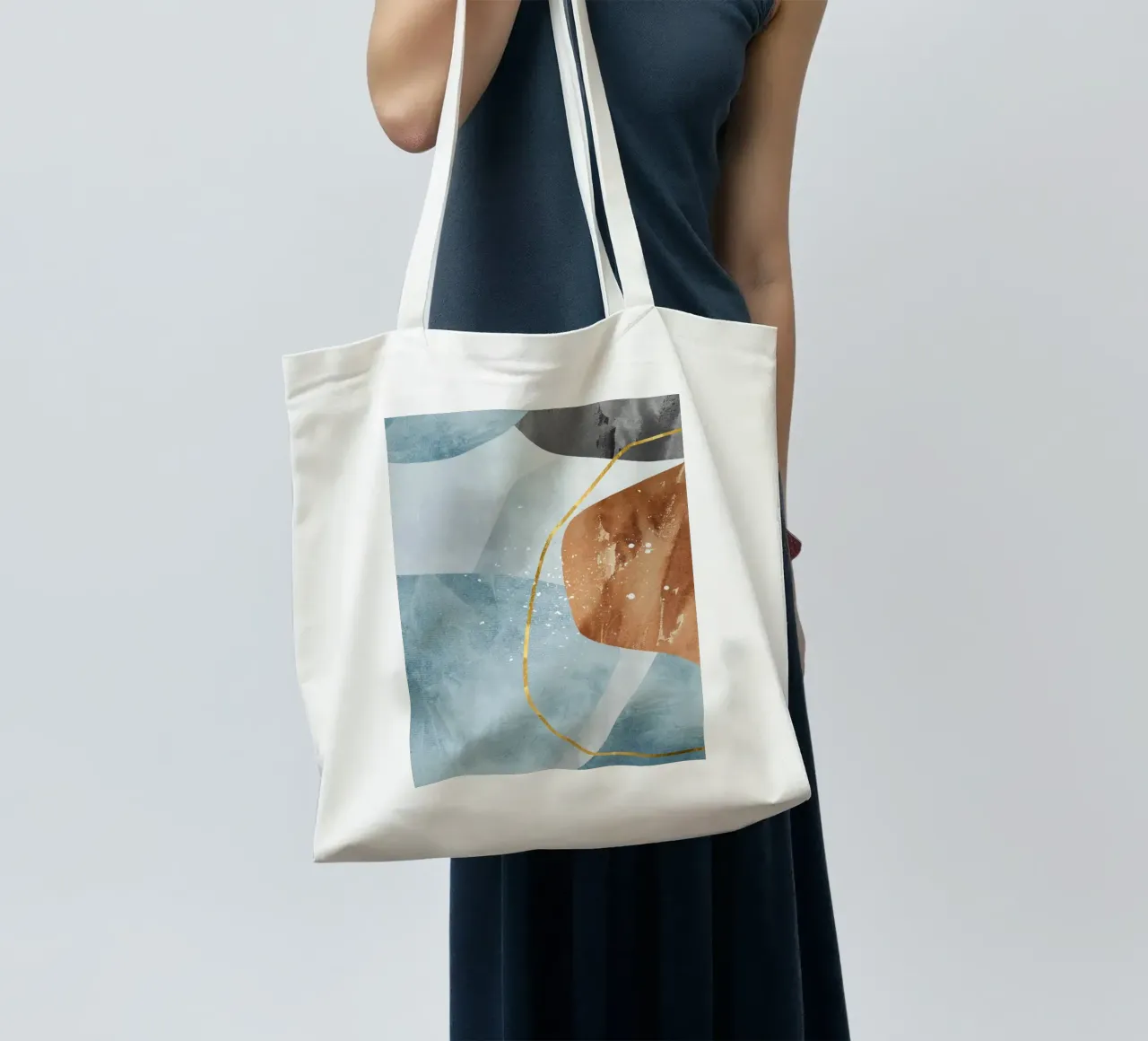 abstract art pieces with golden line borsa in juta da vintageshop
