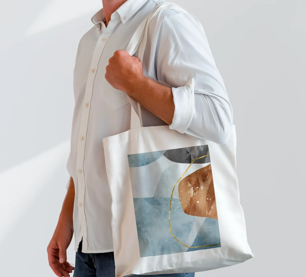 abstract art pieces with golden line borsa in juta da vintageshop
