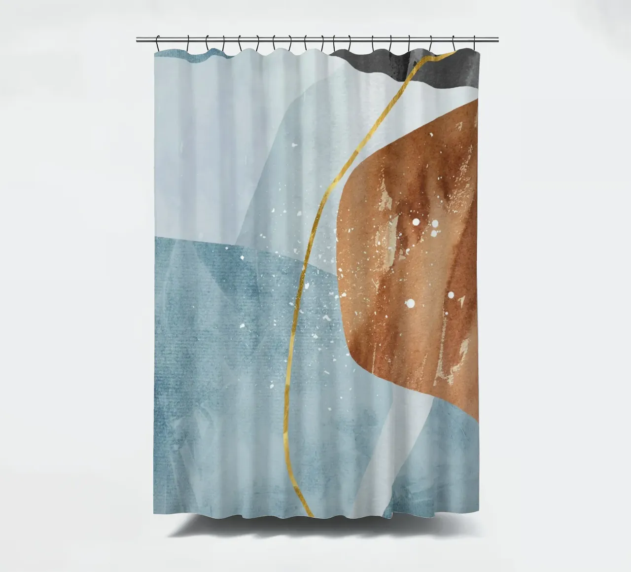 abstract art pieces with golden line tenda da doccia da vintageshop