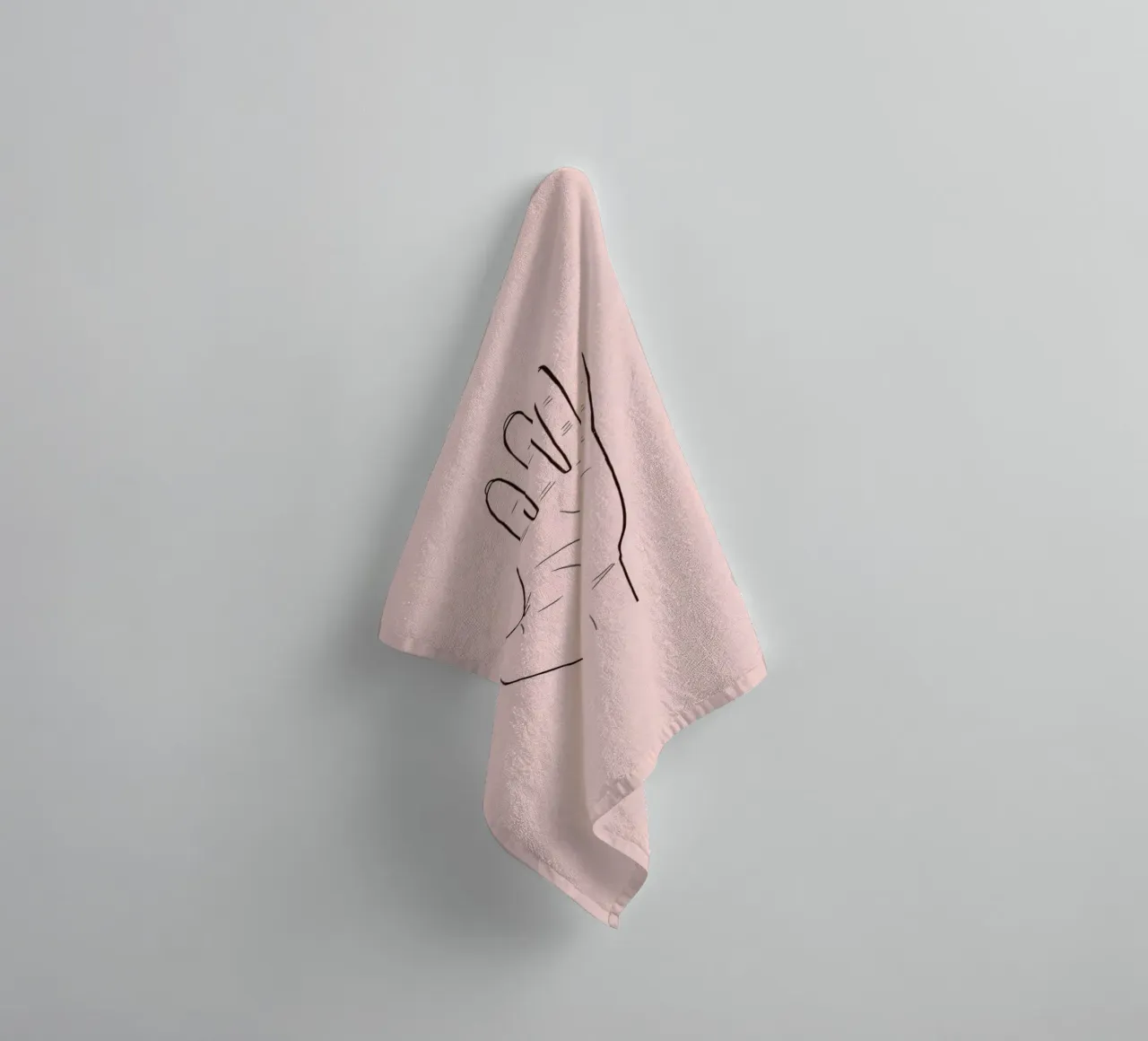 Illustration d'un geste de la main sur un fond rose doux serviette de bain de DesignDoodle