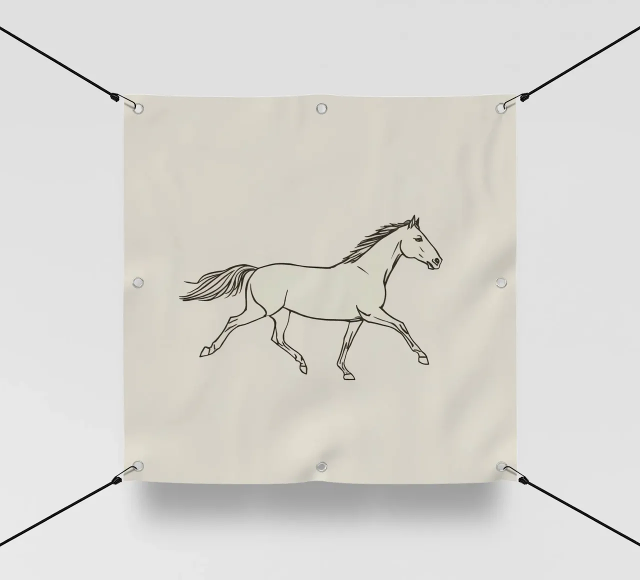 Cavallo veloce che trotta con grazia su uno sfondo semplice telo in pvc da DesignDoodle