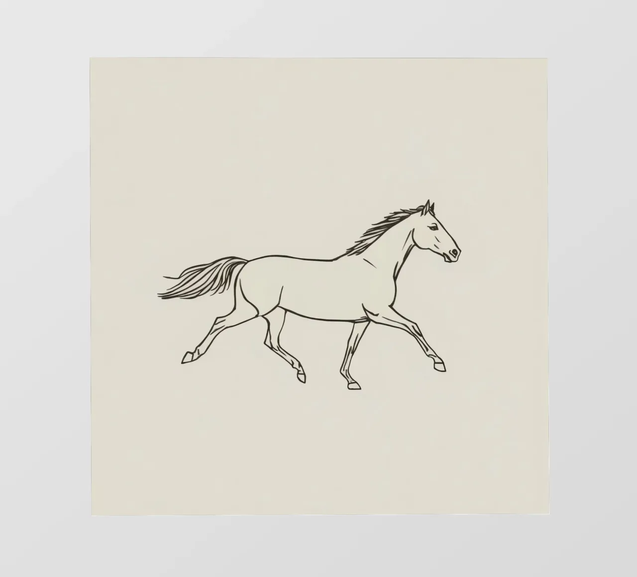 Cavallo veloce che trotta con grazia su uno sfondo semplice telo in pvc da DesignDoodle