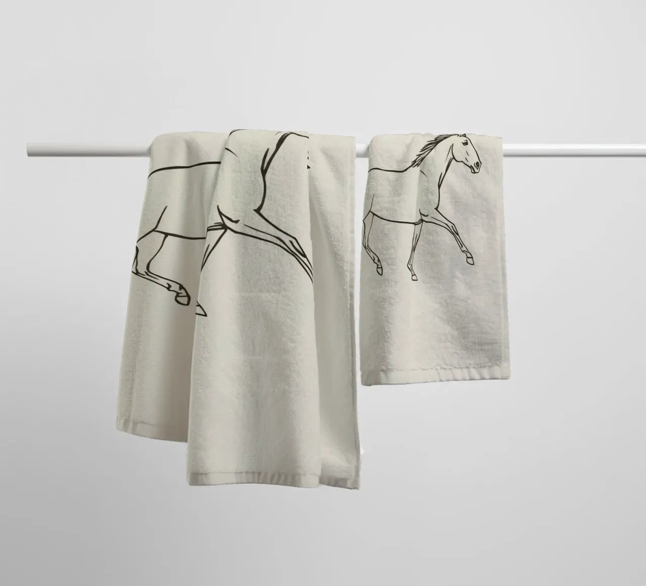 Fast Horse trotting gracefully on a plain background towel by DesignDoodle