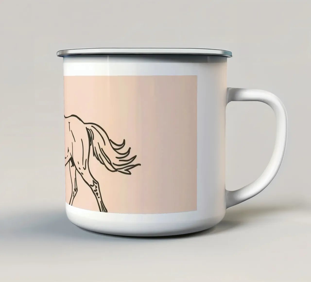 Cavallo che trotta con grazia su uno sfondo pastello tazza in smalto da DesignDoodle