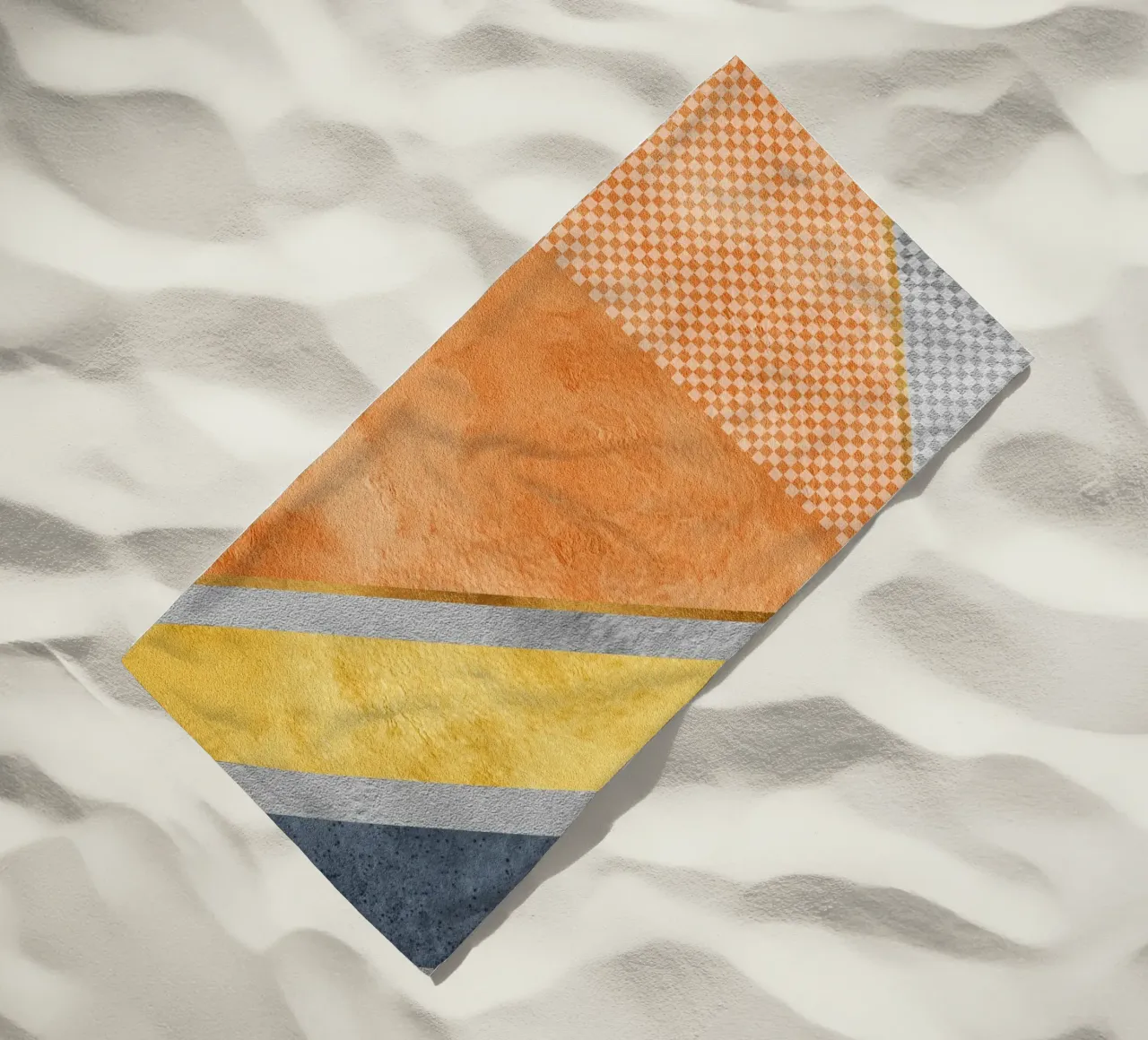 abstract art geometric orange color telo mare da vintageshop