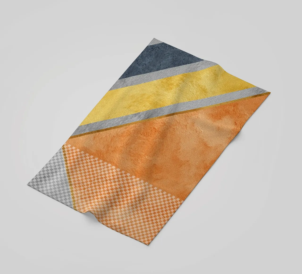 abstract art geometric orange color telo mare da vintageshop