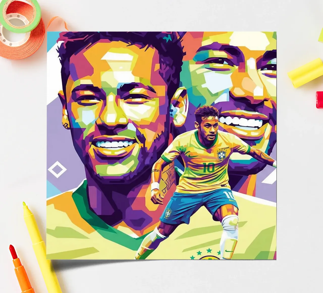 Neymar - WPAP art style (1) foglio adesivo da Hantamrata