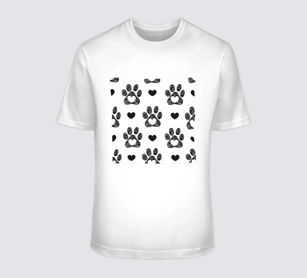 Impronte di zampe bianche e nere con cuori t-shirt da gulsengunel