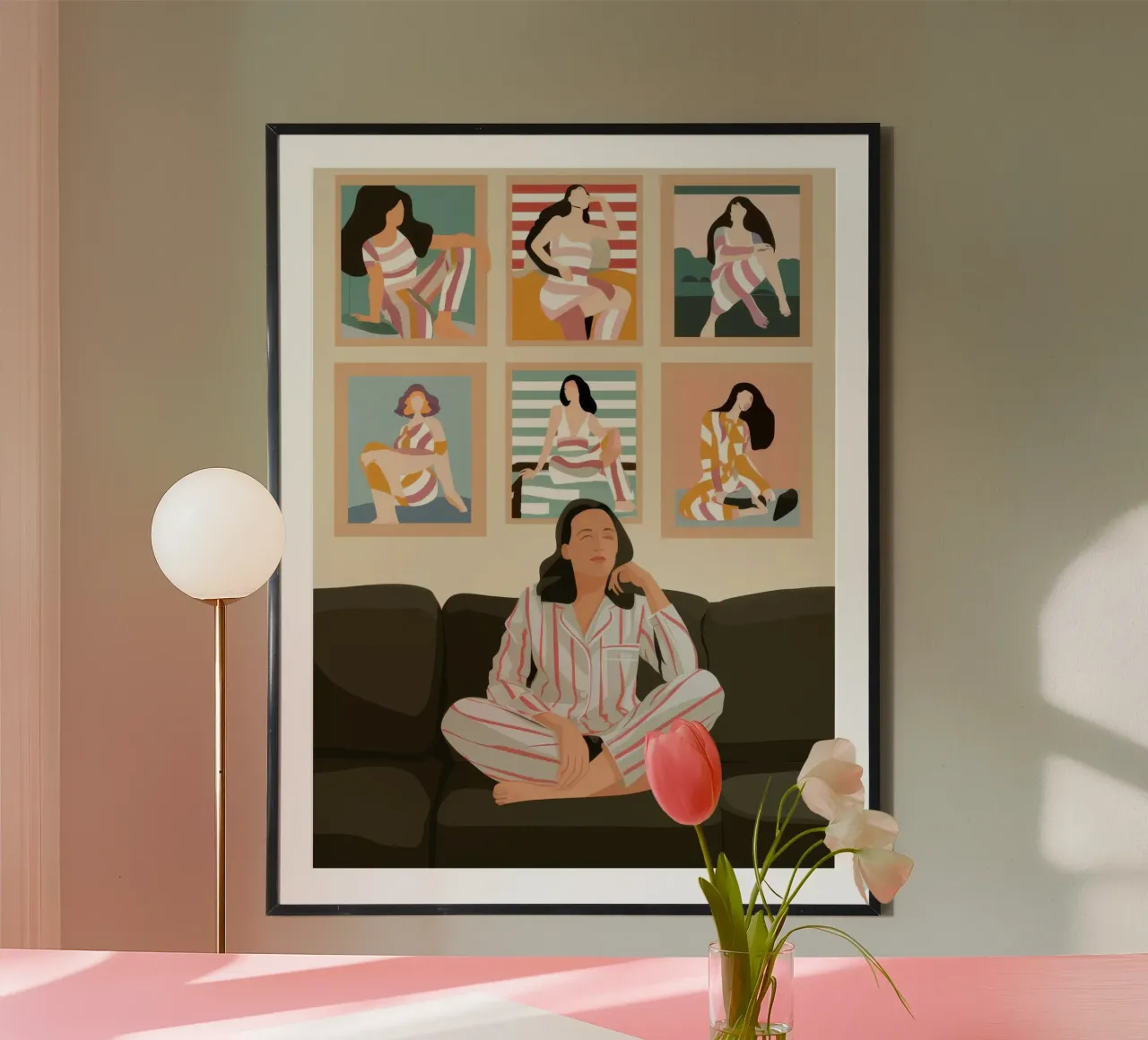 Galleria Sguardo Riposo poster con telaio in alluminio da Bring Haven