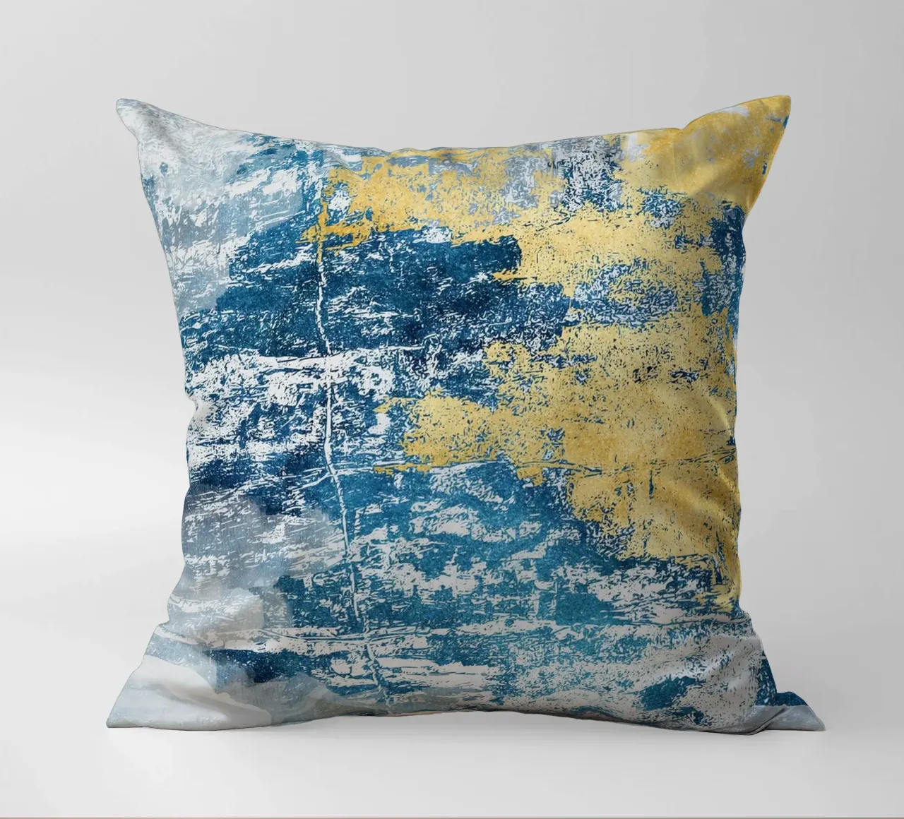 abstract art concrete texture blue and yellow cuscino da vintageshop