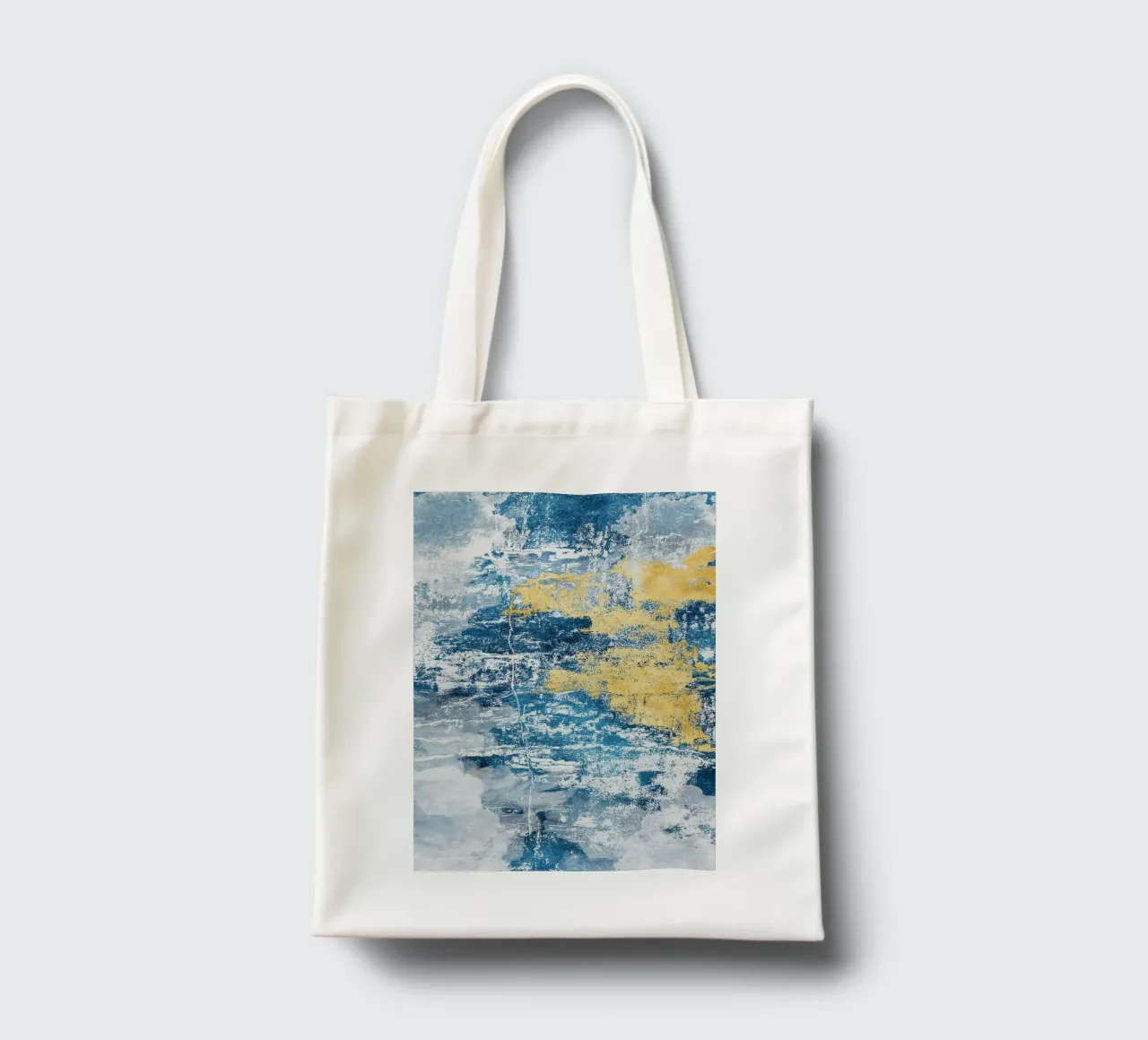 abstract art concrete texture blue and yellow borsa in juta da vintageshop