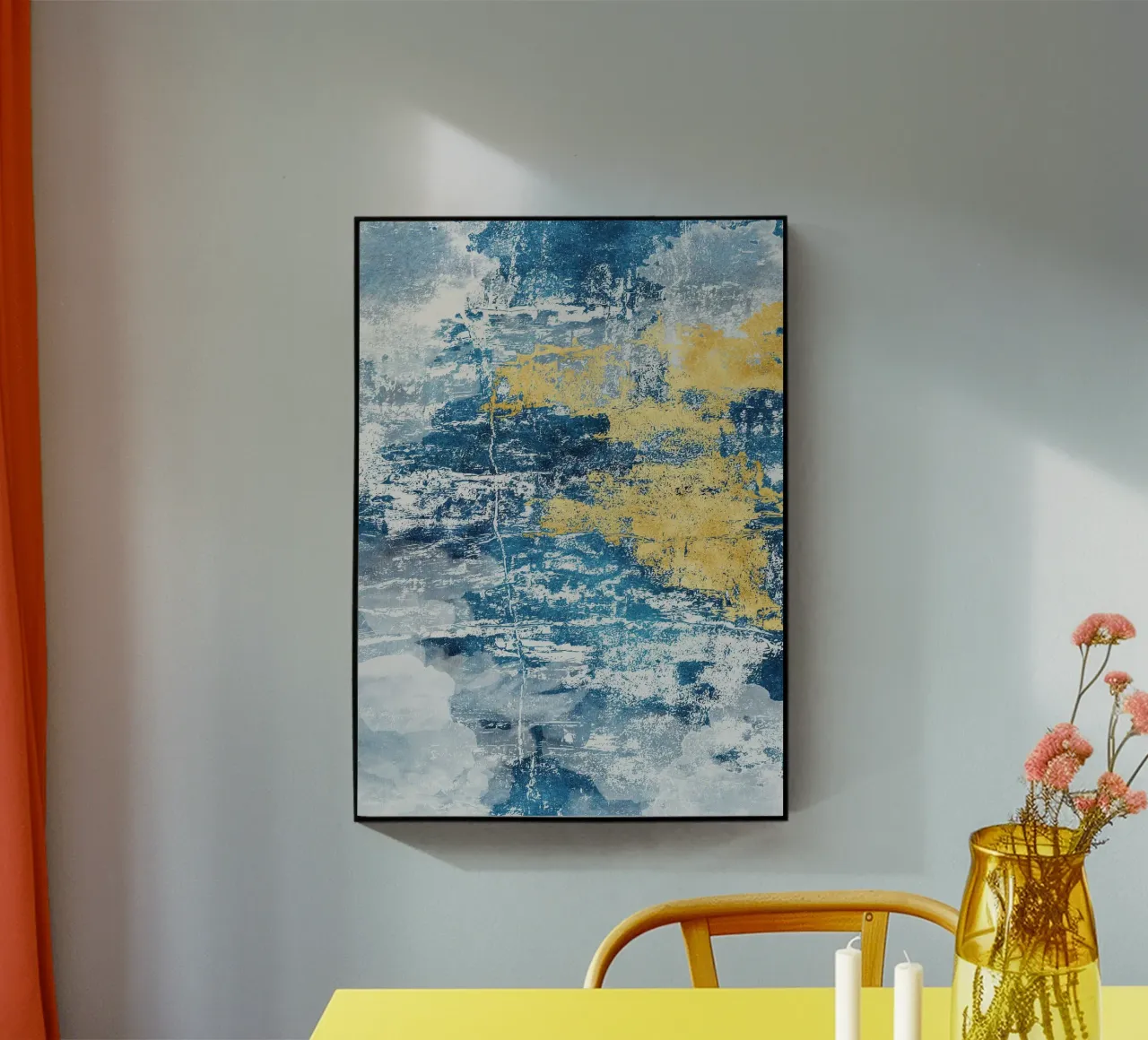 abstract art concrete texture blue and yellow plexiglass da vintageshop