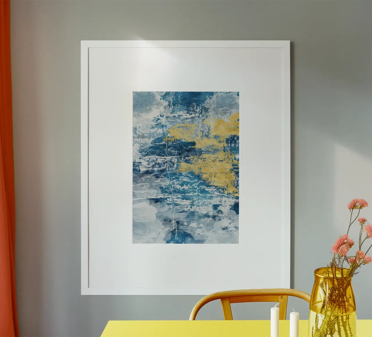 abstract art concrete texture blue and yellow carta hahnemühle da vintageshop