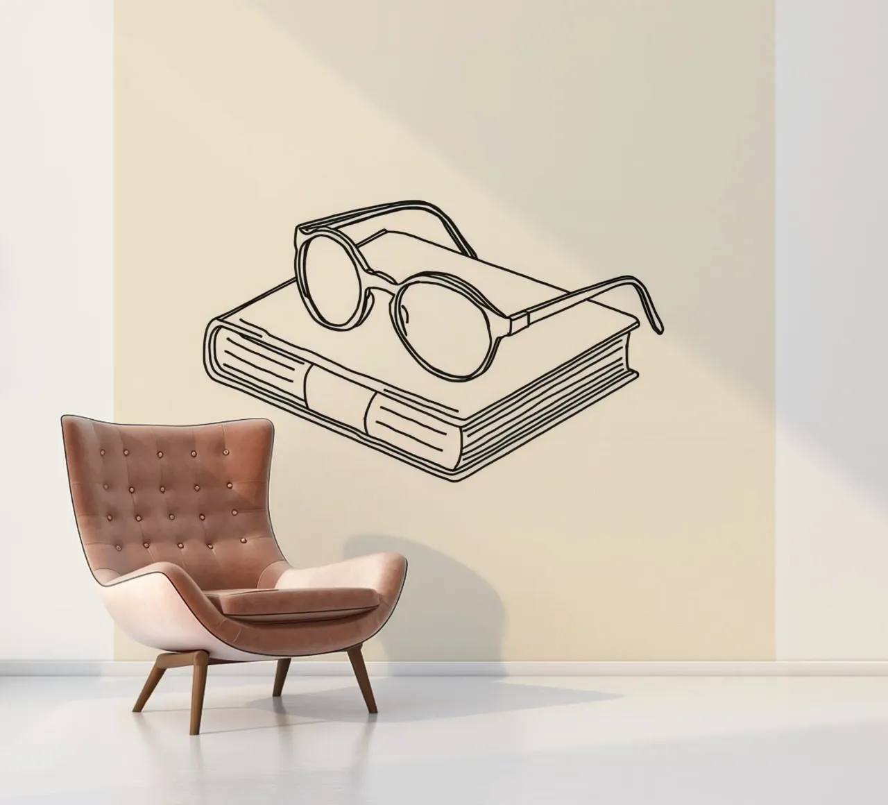 Glasses on a closed book symbolizing knowledge and reading photo wallpaper by DesignDoodle