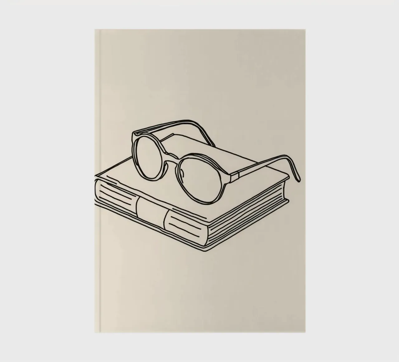 Glasses on a closed book symbolizing knowledge and reading notebook by DesignDoodle