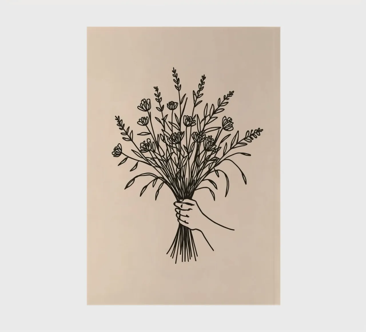 Mano che tiene un mazzo di fiori di campo, composizione elegante diario da DesignDoodle