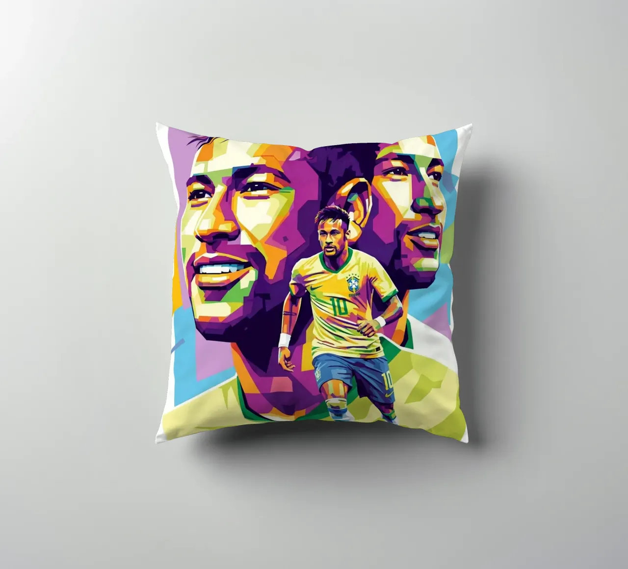 Neymar - WPAP art style (2) cuscino da Hantamrata