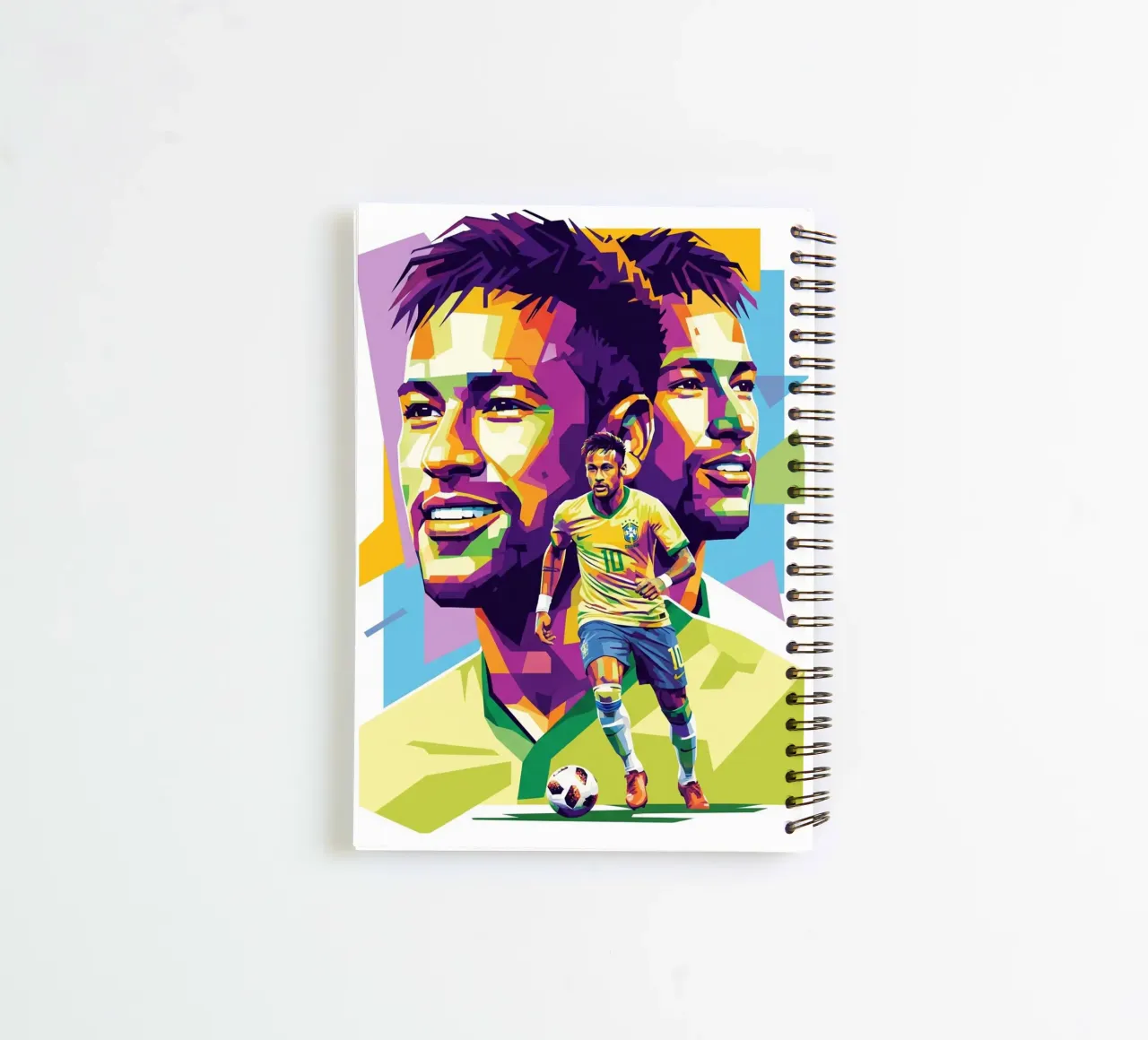 Neymar - WPAP art style (2) spiral notebook by Hantamrata