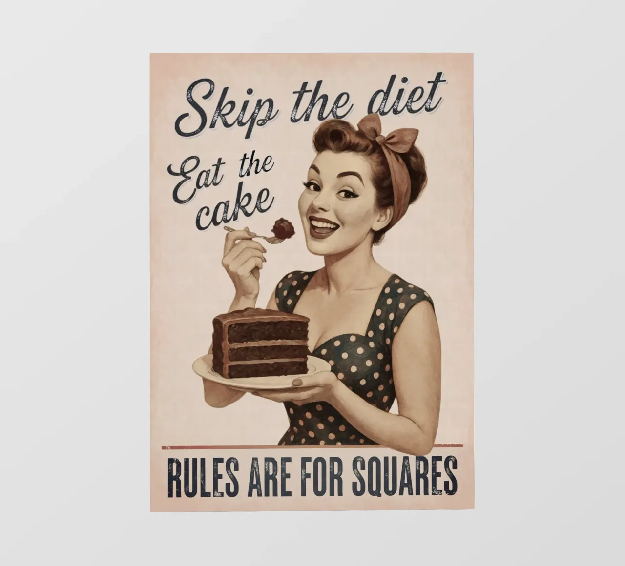 Skip the diet, eat the cake. Rules are for Squares Vintage pvc cover by Hecate Pim Designs