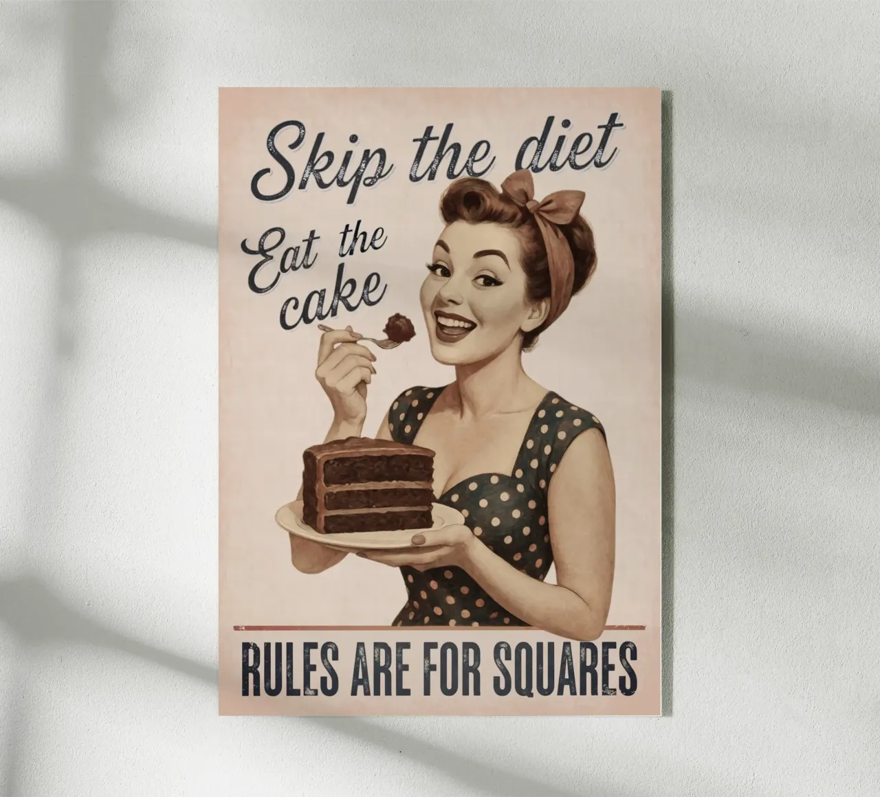 Skip the diet, eat the cake. Rules are for Squares Vintage acrylic glass by Hecate Pim Designs