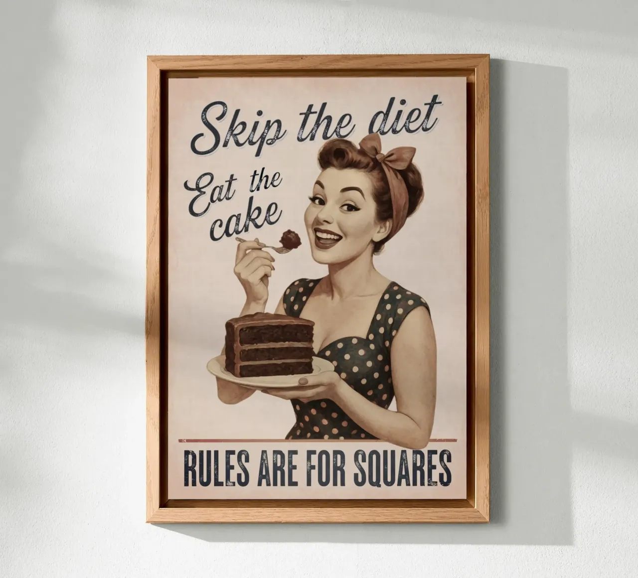 Skip the diet, eat the cake. Rules are for Squares Vintage alu-dibond by Hecate Pim Designs