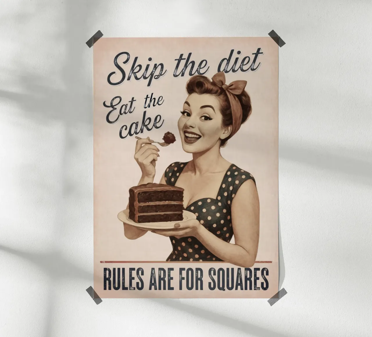 Skip the diet, eat the cake. Rules are for Squares Vintage hahnemühle by Hecate Pim Designs
