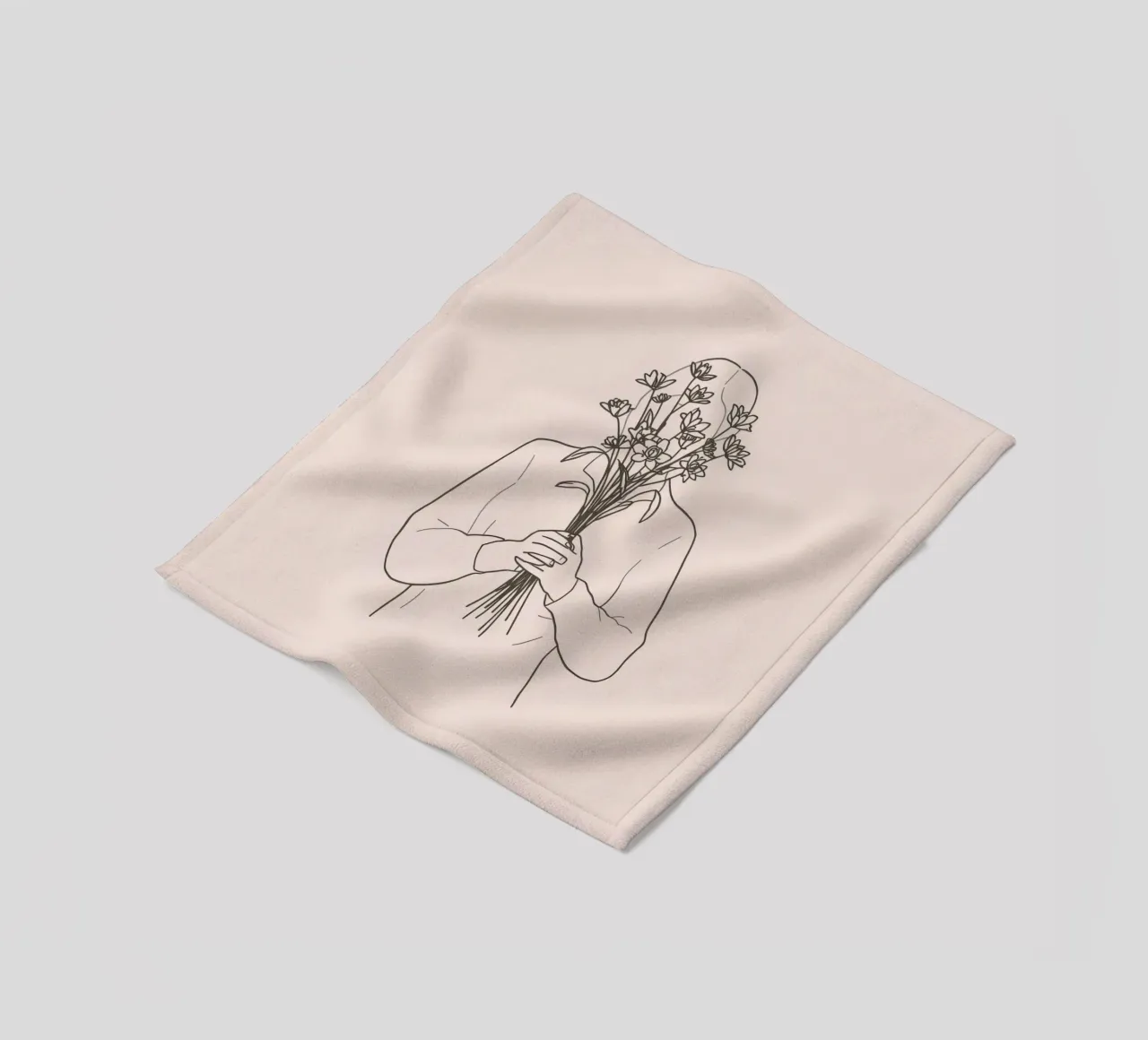 donna che tiene in mano un mazzo di fiori nascondendo il proprio volto coperta in pile da DesignDoodle