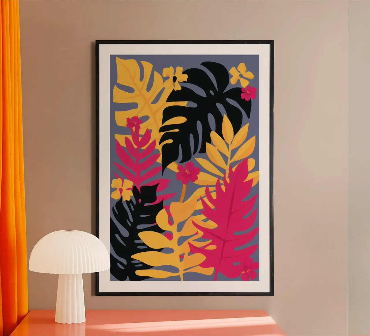 Eleganza notturna della giungla poster con telaio in legno da Bring Haven