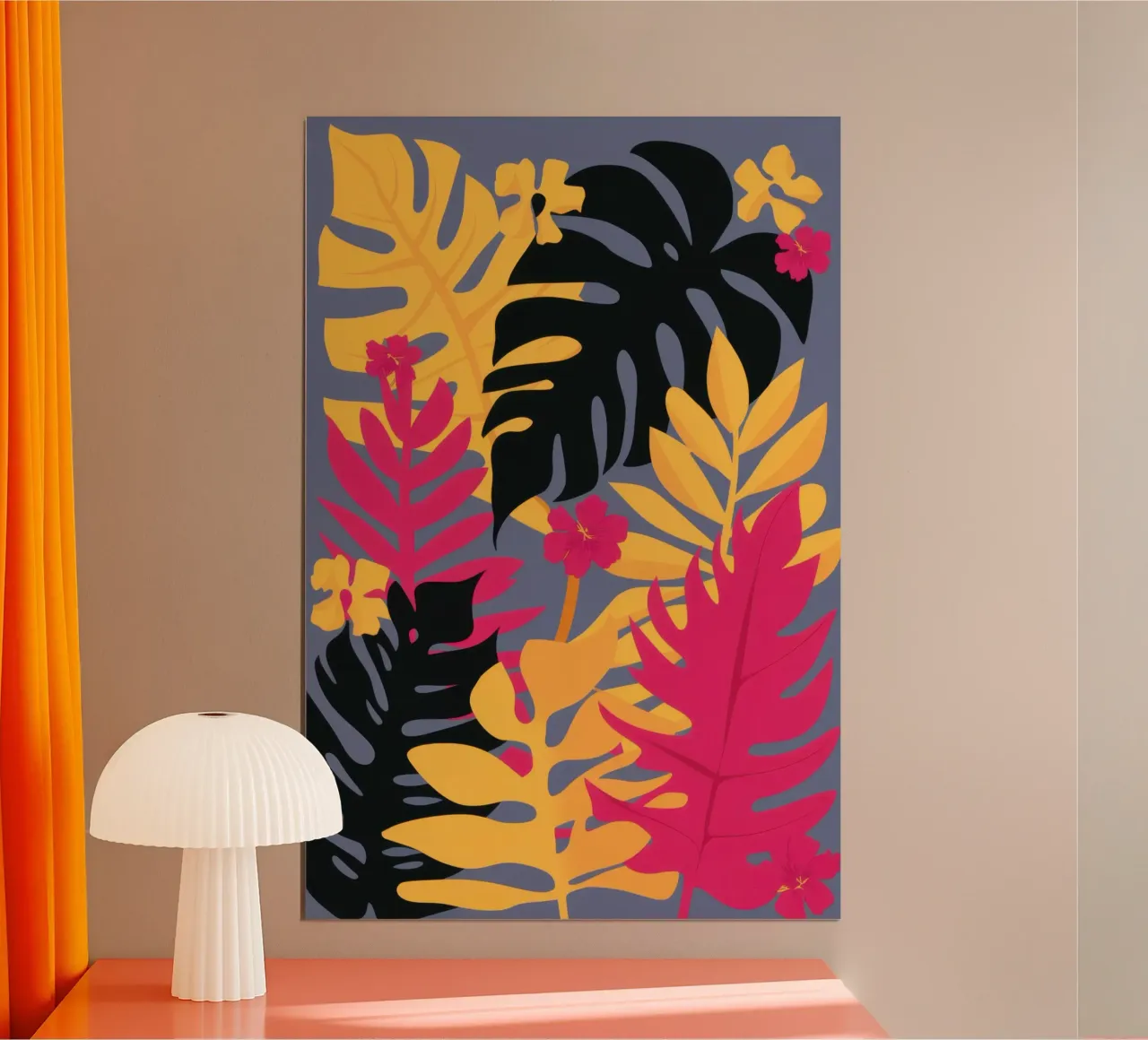 Eleganza notturna della giungla poster con telaio in legno da Bring Haven