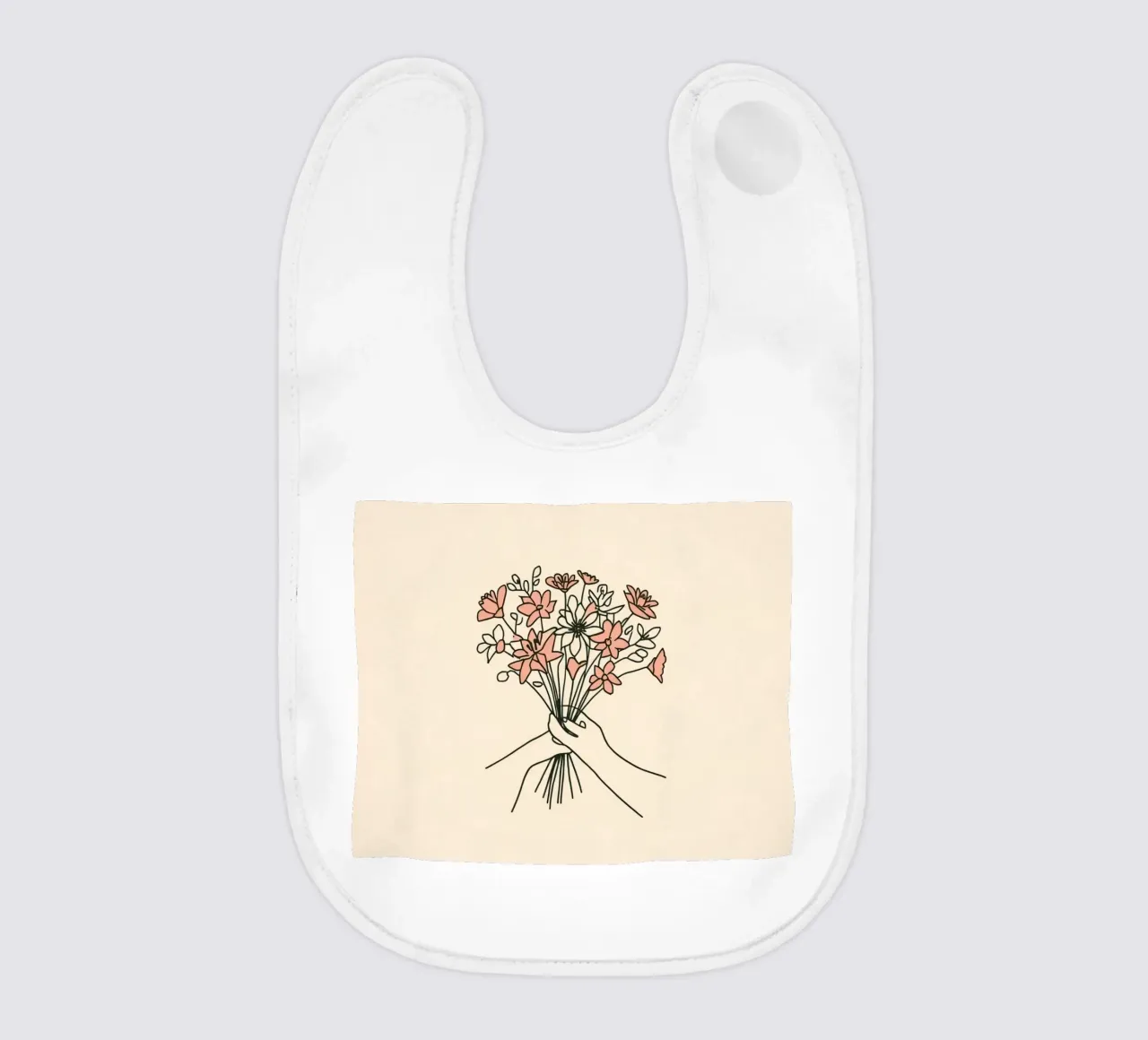 Mani che tengono un bouquet di fiori bavaglino da DesignDoodle