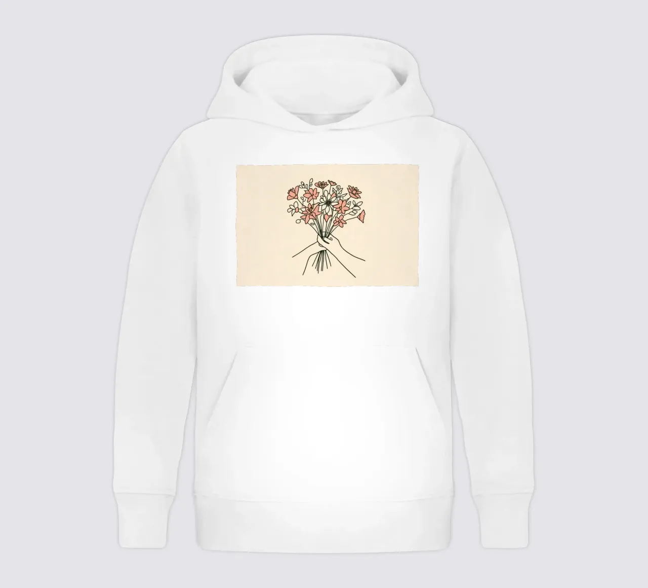 Mani che tengono un bouquet di fiori felpa bambino con cappuccio da DesignDoodle