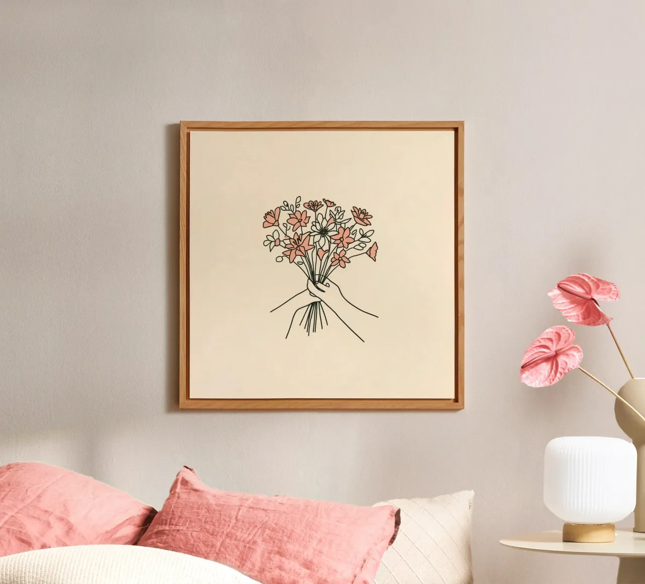 Mani che tengono un bouquet di fiori alluminio dibond da DesignDoodle