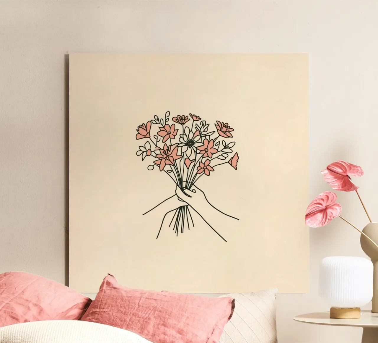 Mani che tengono un bouquet di fiori alluminio dibond da DesignDoodle