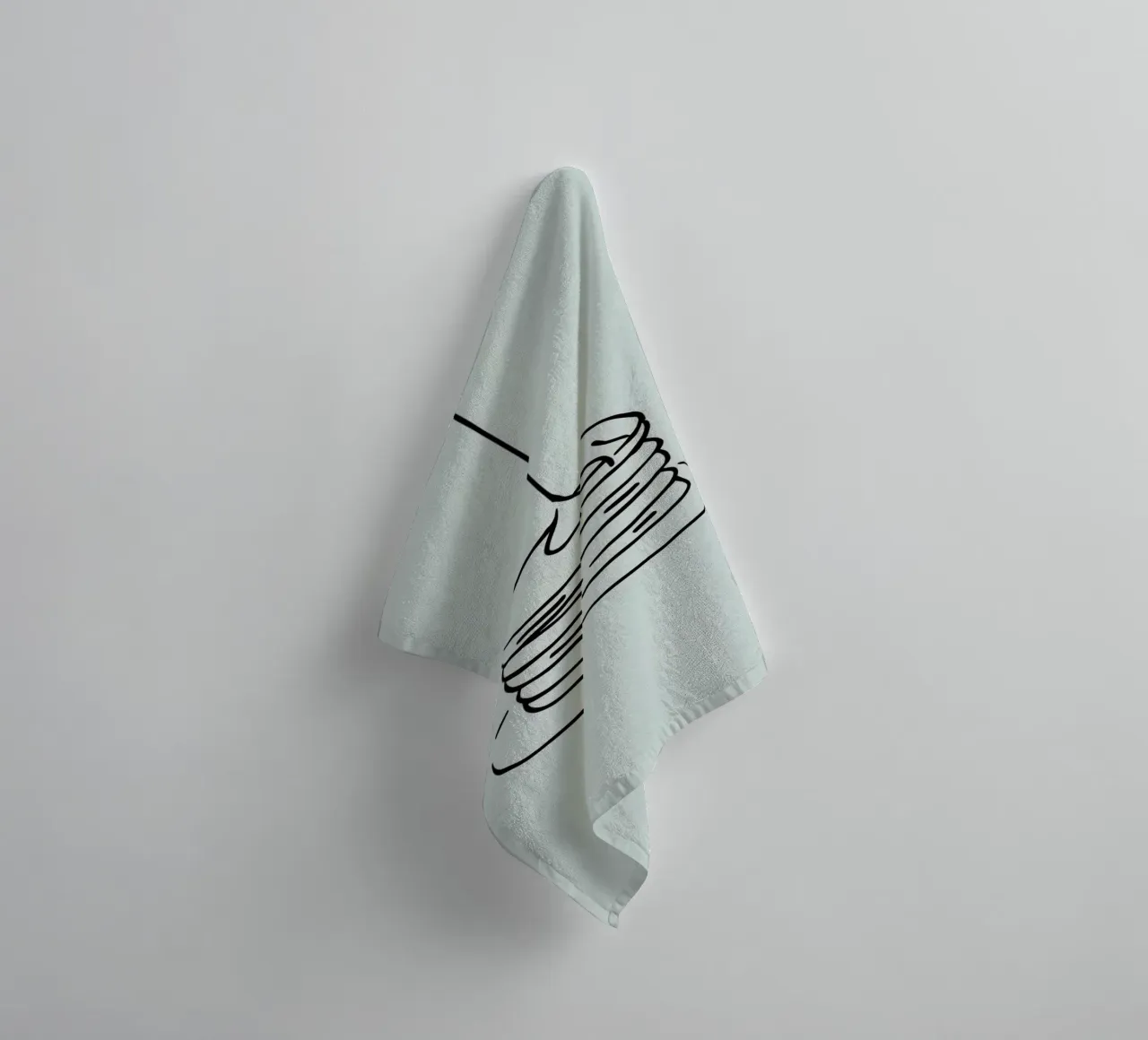 Stacked pancakes with syrup dripping on a green background towel by DesignDoodle