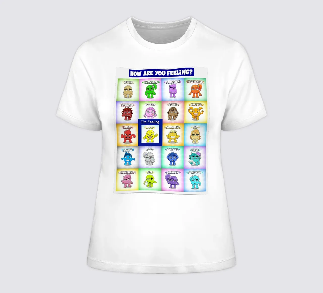 Magnet Feelings Chart for Kids women's fitted t-shirt by Monikaprint