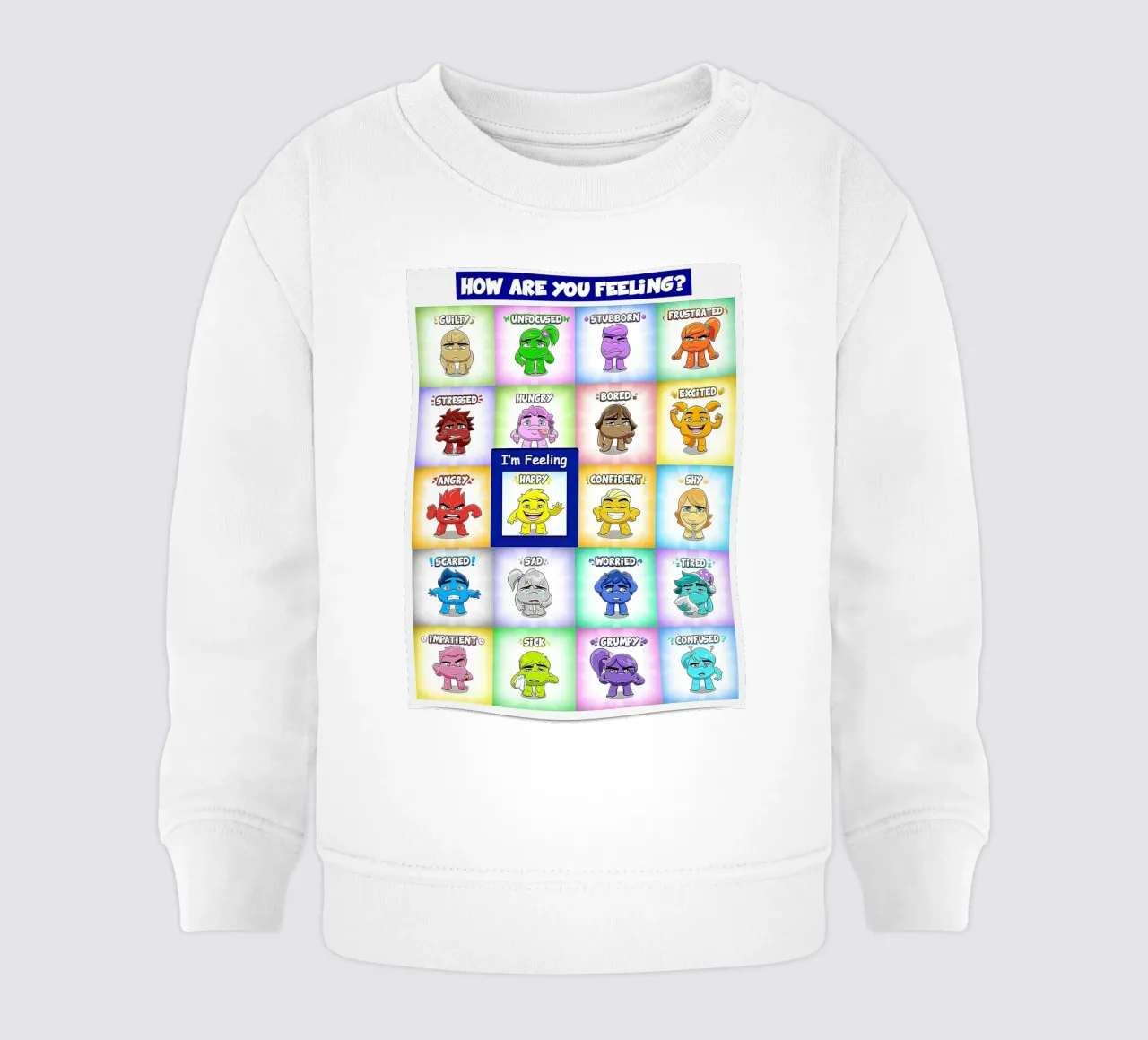 Grafico dei sentimenti a calamita per bambini felpa neonato da Monikaprint
